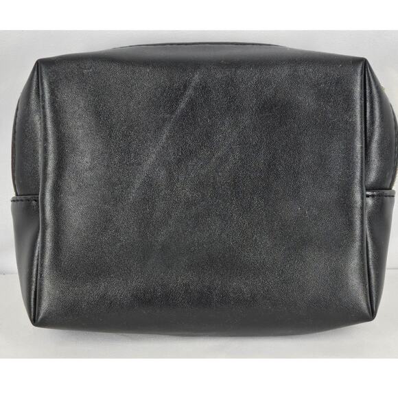 YSL BEAUTY MAKEUP BAG – BLACK LEATHER – GOLD ZIPPER – RARE EMBOSSED LIP DETAIL - Picture 2 of 11